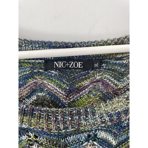 Nic And Zoe XL Multicolor Wool Blend 3/4 Sleeve Sweater Hippie Boho Festival - Picture 4 of 7